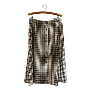 EPIK Plaid Skirt Modest Midi Size Medium Button Front Houndstooth Academia